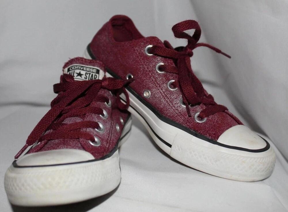 Converse All Star Shoes Womens Size 5 Red Canvas Low Top Sneakers 545027F